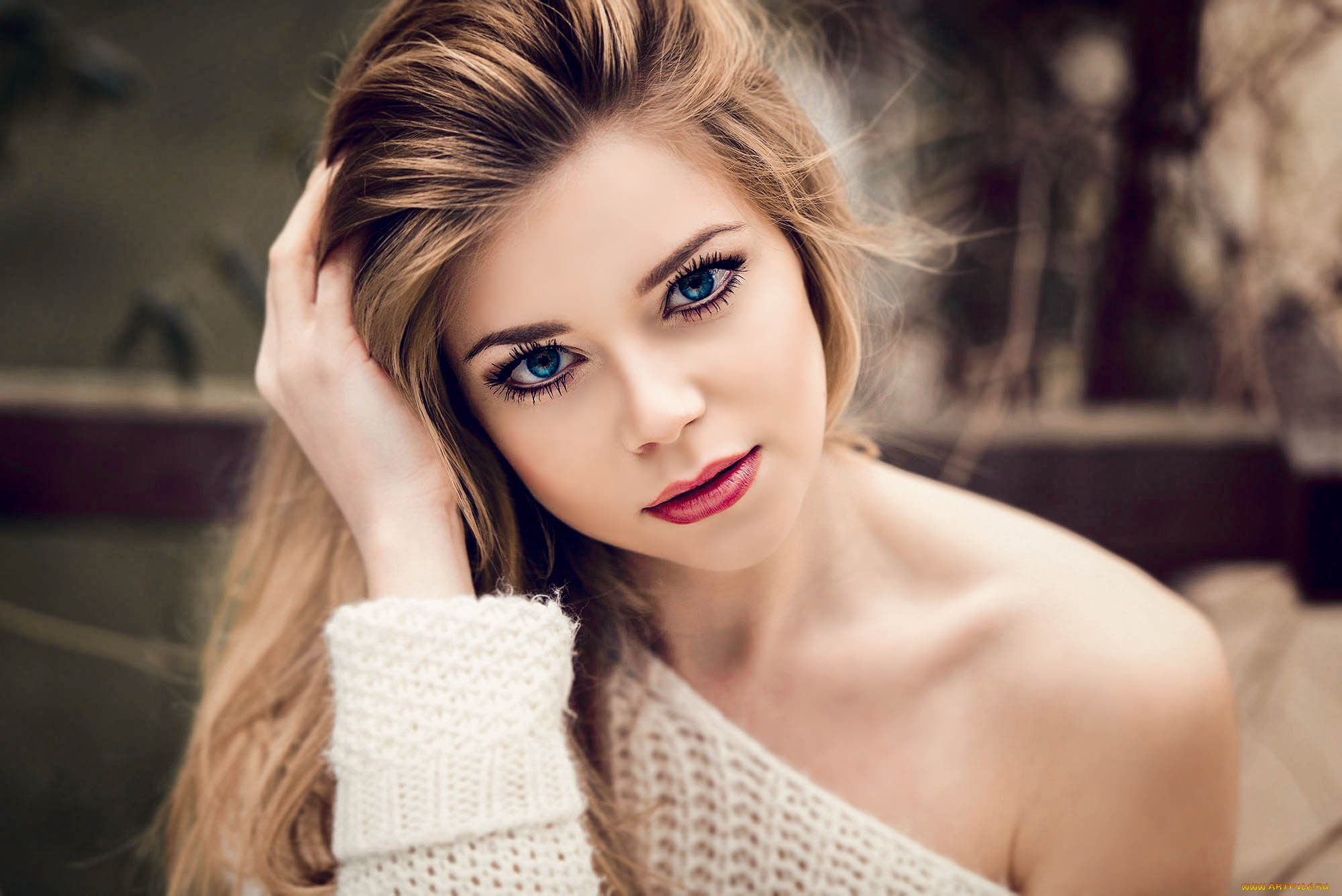 девушки, -unsort, , лица, , портреты, блондинка, свитер, лицо