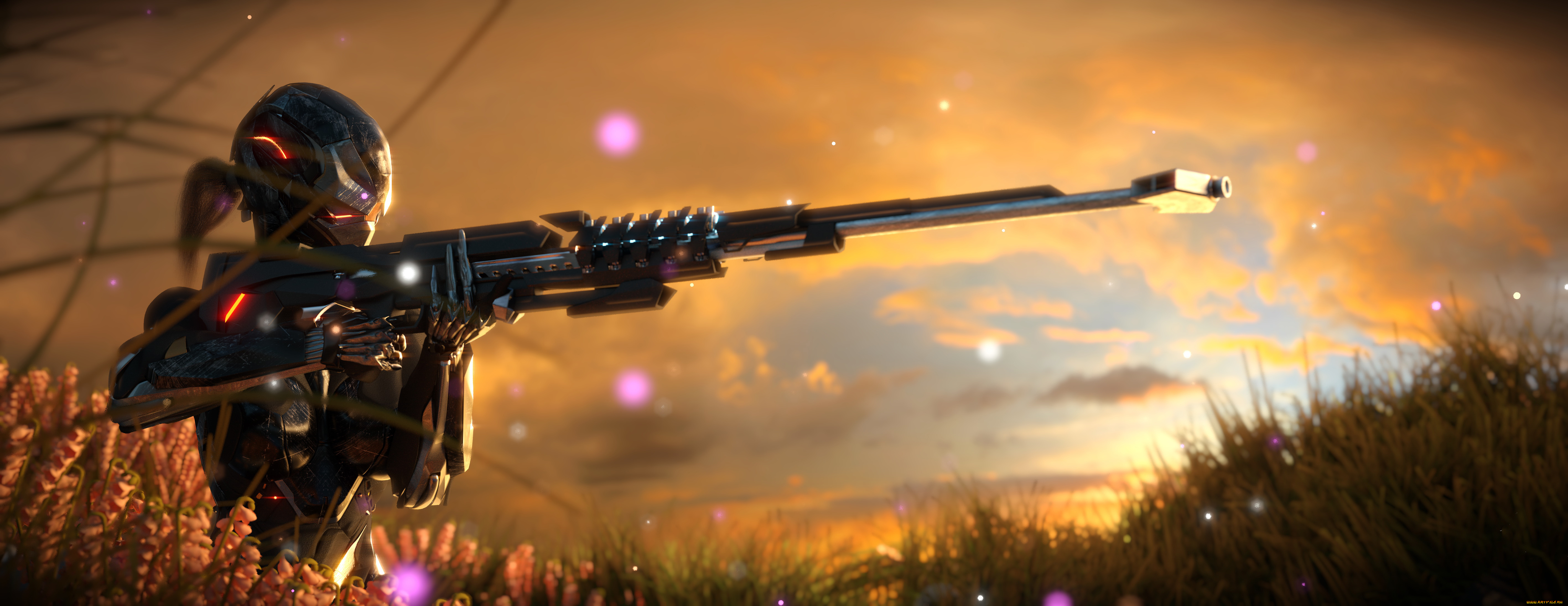 3д, графика, фантазия, , fantasy, девушка, винтовка, униформа, фон