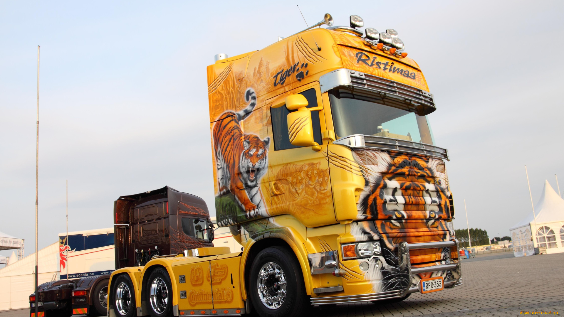 автомобили, scania, , выставка, улица, tiger, yellow, tuning, truck, scania, r