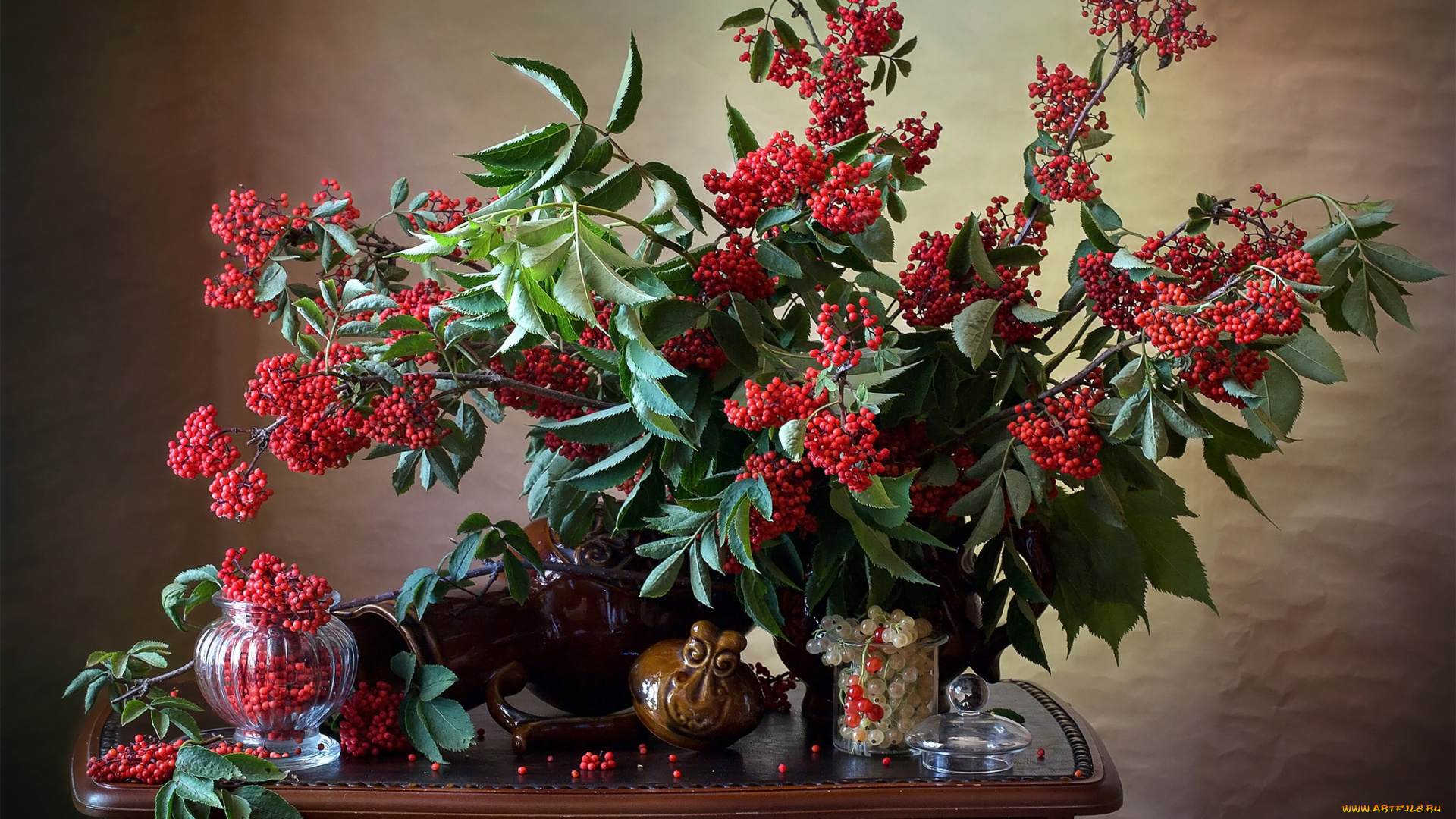 еда, рябина, ягоды