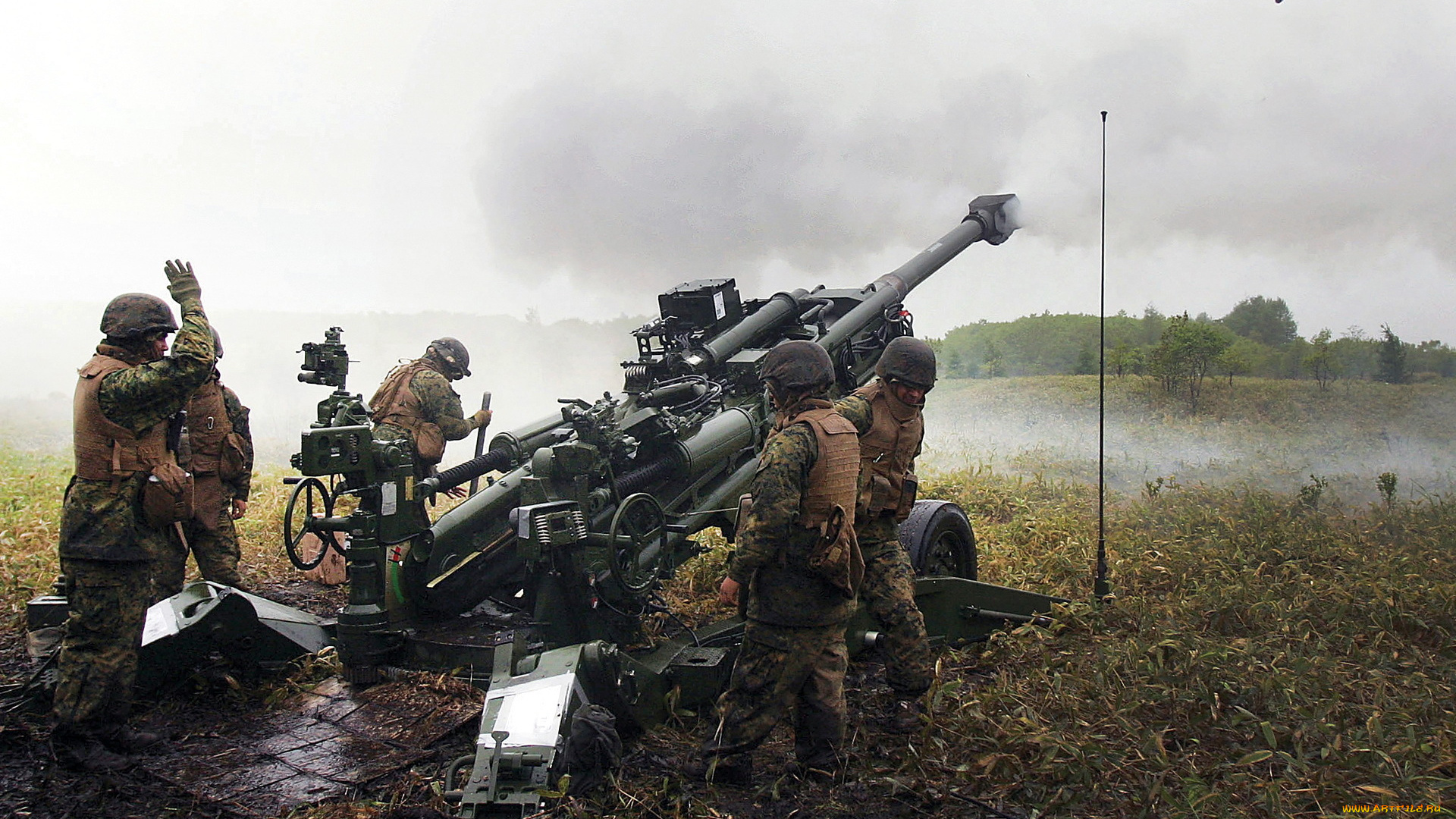 оружие, пушки, ракетницы, пушка, расчет