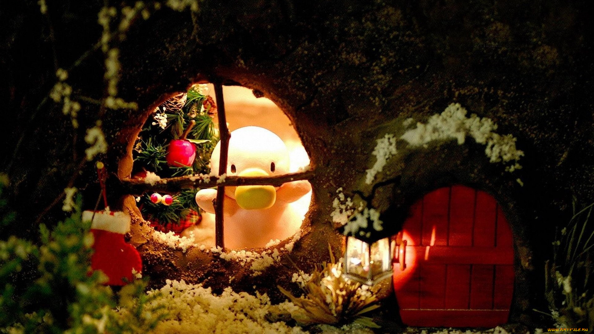 праздничные, -, разное, , новый, год, избушка, окно, ёлка, человечек, чашка