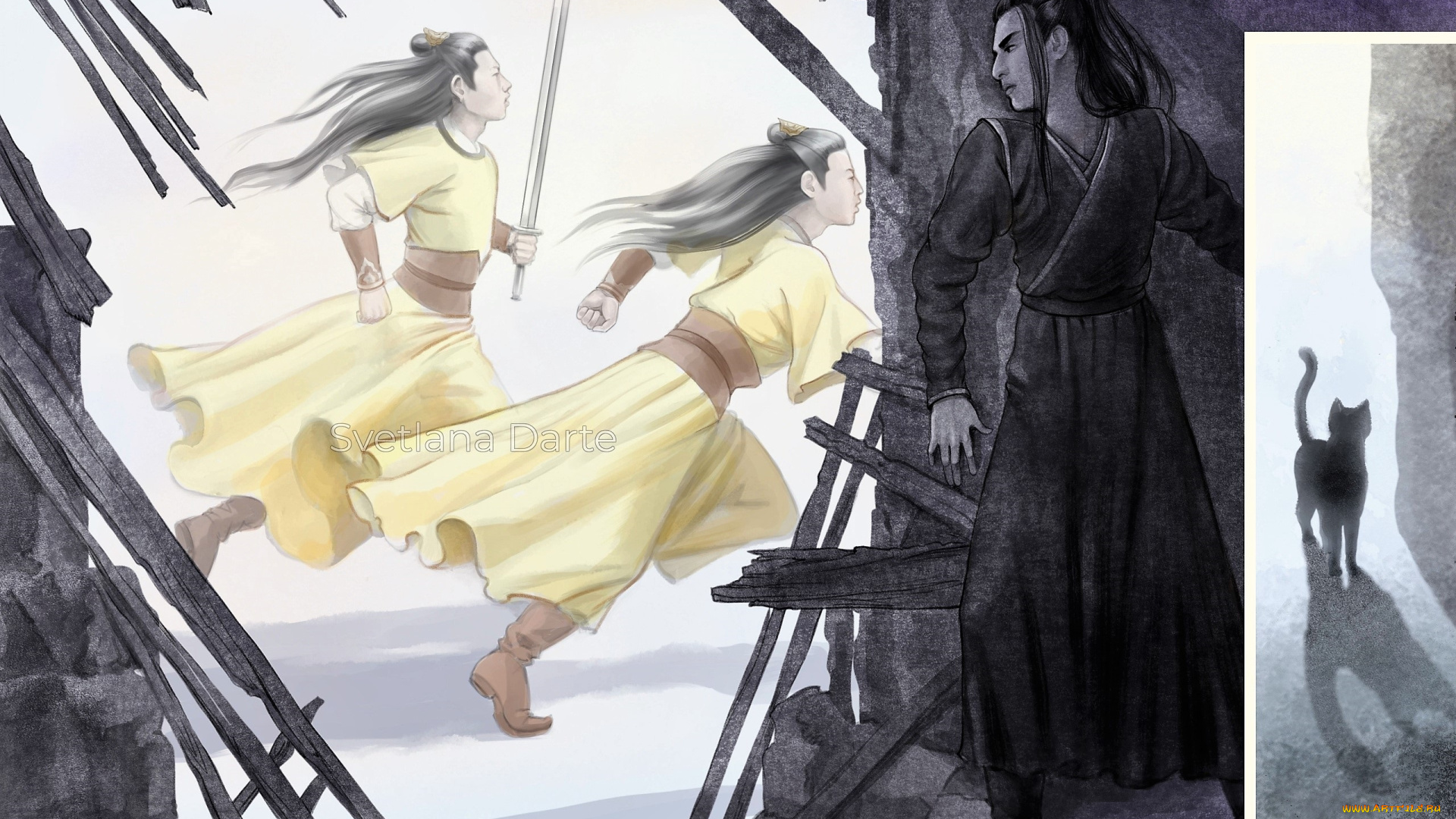 рисованное, кино, , мультфильмы, сюэ, ян, кот, адепты, развалины