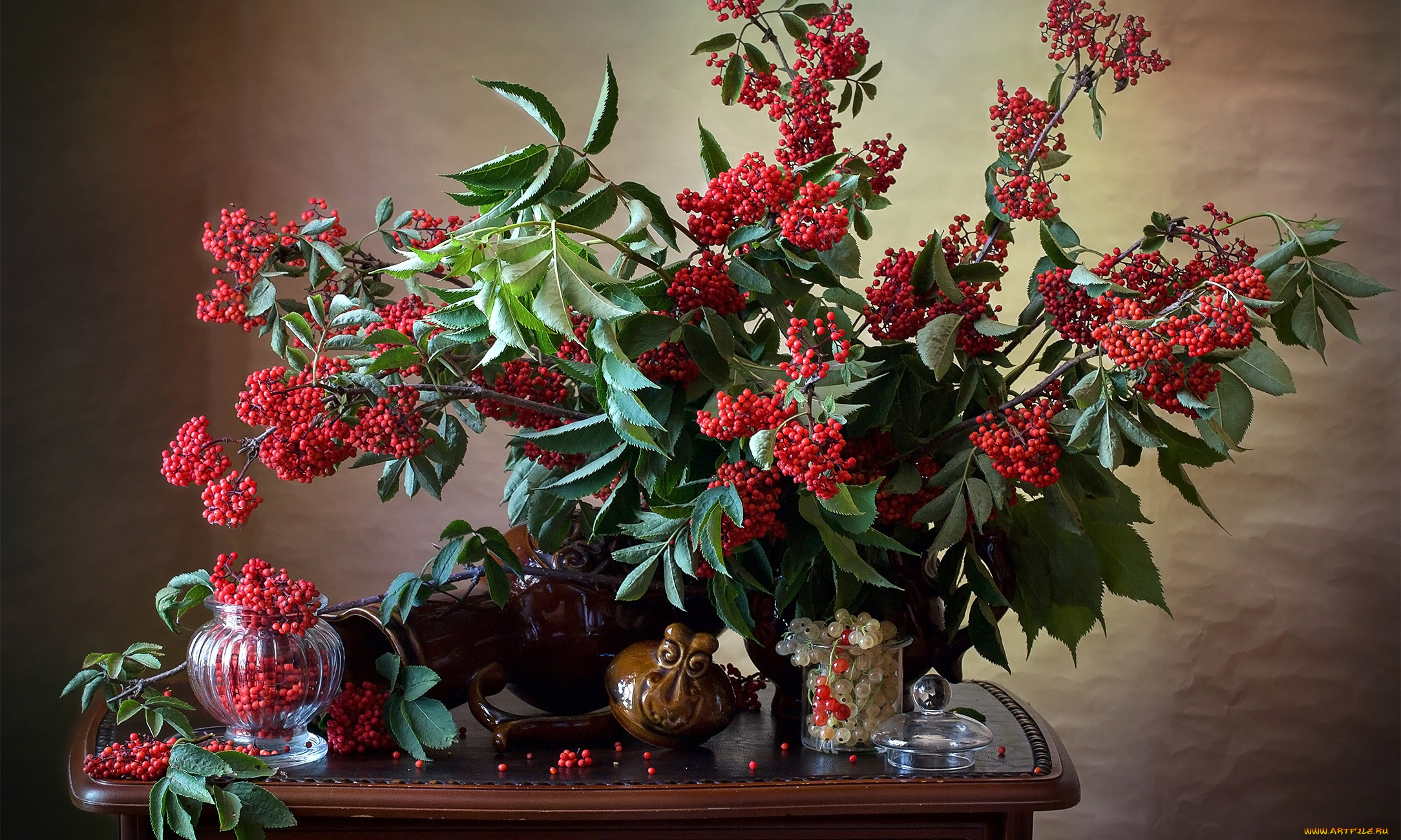 еда, рябина, ягоды