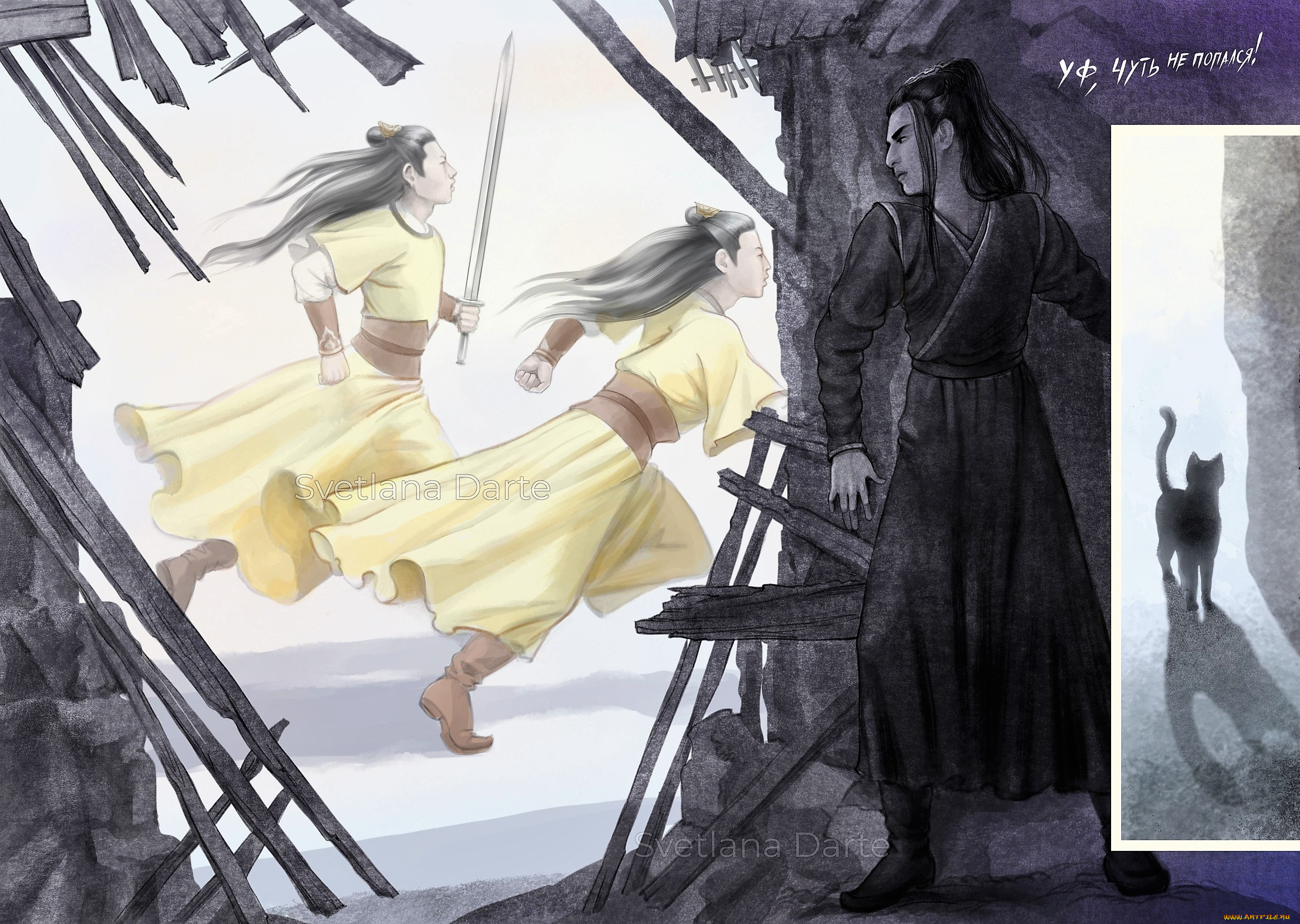 рисованное, кино, , мультфильмы, сюэ, ян, кот, адепты, развалины