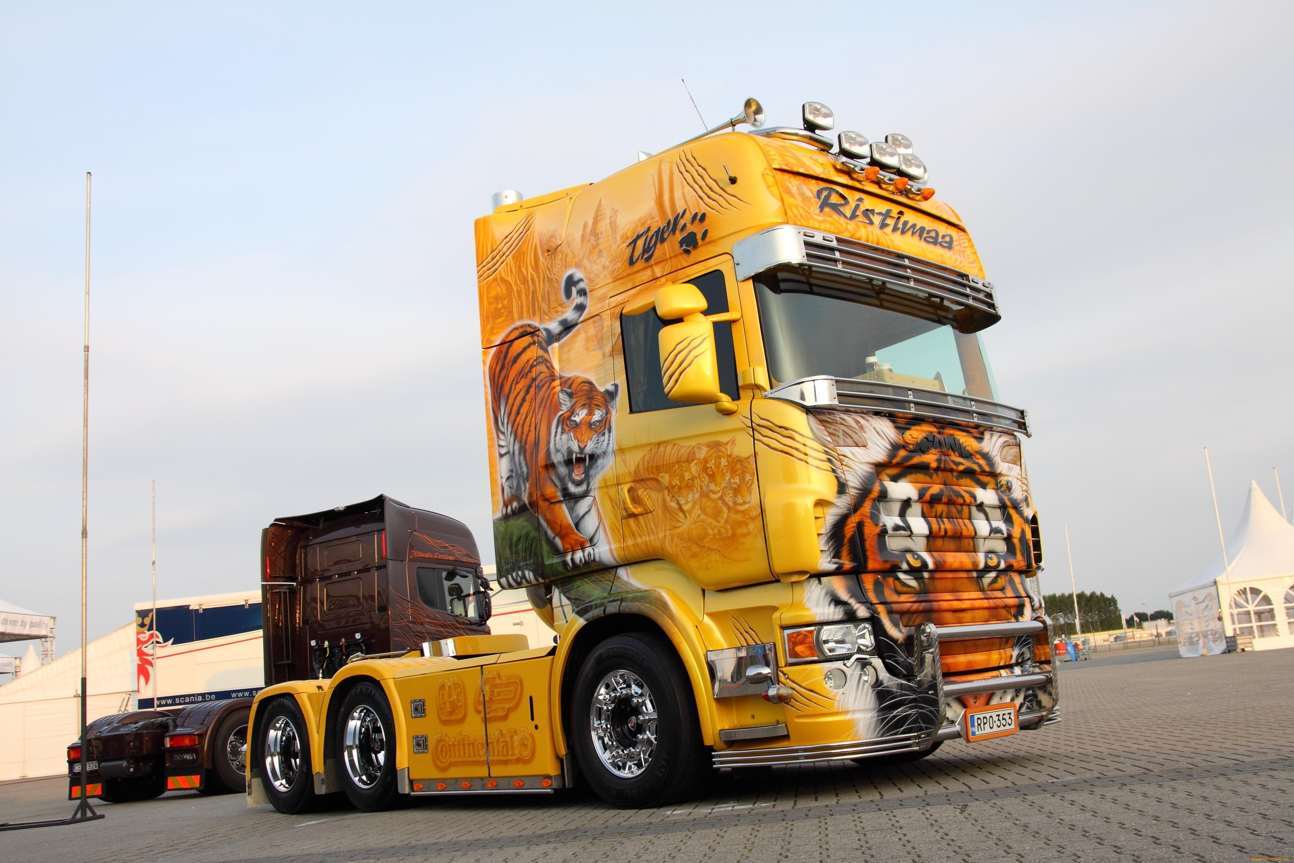 автомобили, scania, , выставка, улица, tiger, yellow, tuning, truck, scania, r