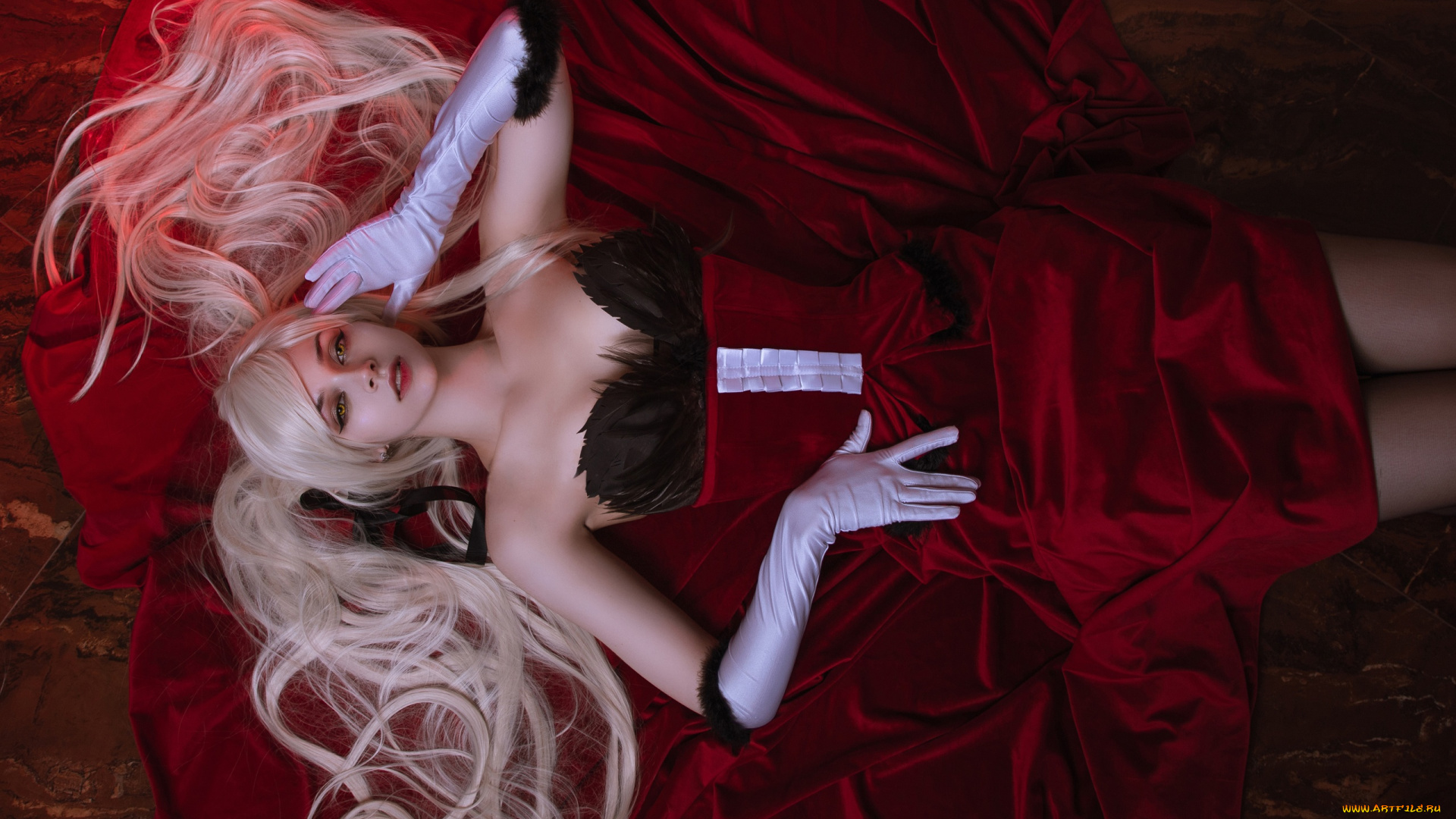 девушки, -, блондинки, , светловолосые, блондинка, платье, перчатки