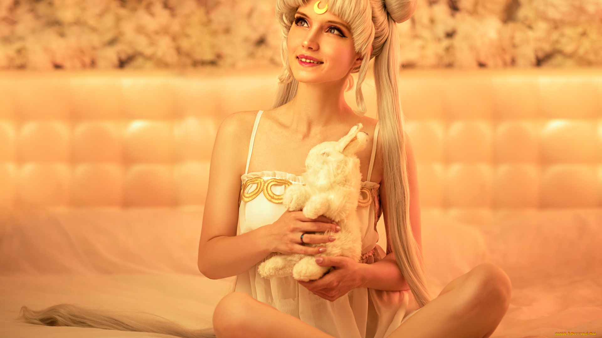 девушки, -, креатив, , косплей, yofipie, костюм, образ, тату, постель, кролик