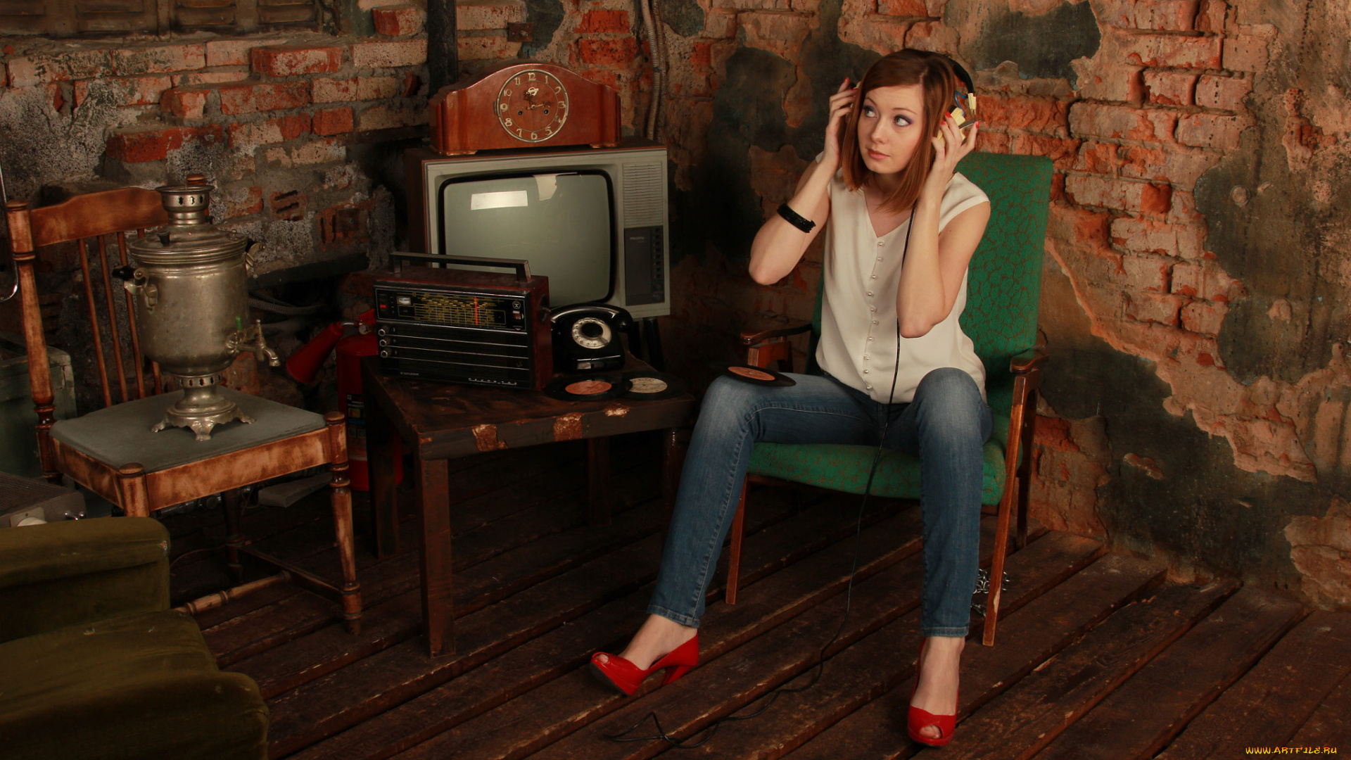 девушки, -, рыжеволосые, и, разноцветные, красивая, девушка