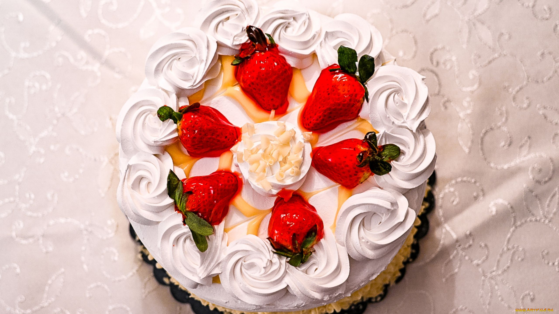 еда, торты, крем, торт, клубника