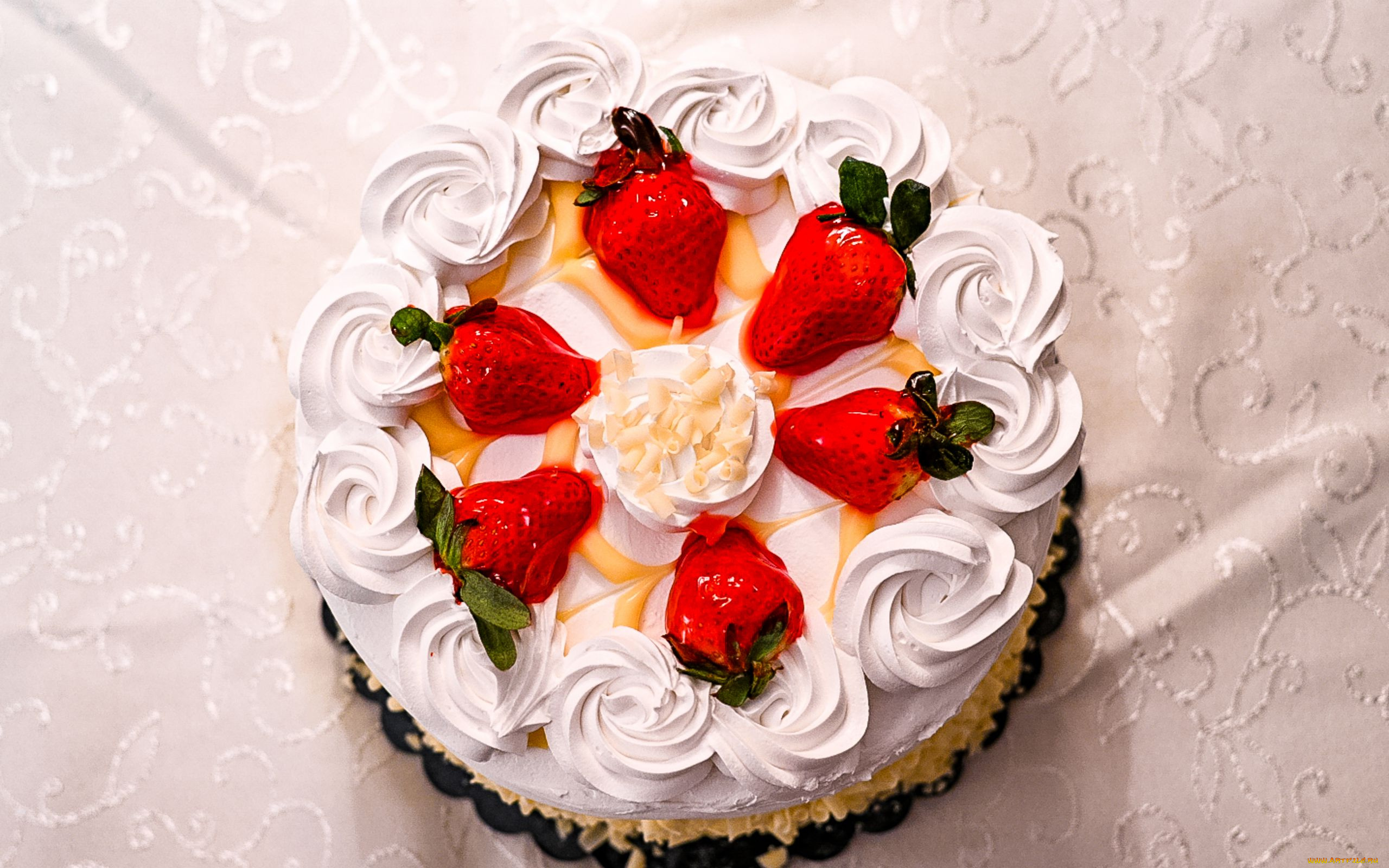 еда, торты, крем, торт, клубника