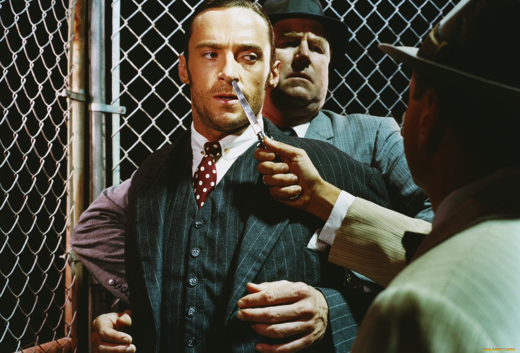 мужчины, hugh, jackman, актер, костюм, бандиты, нож