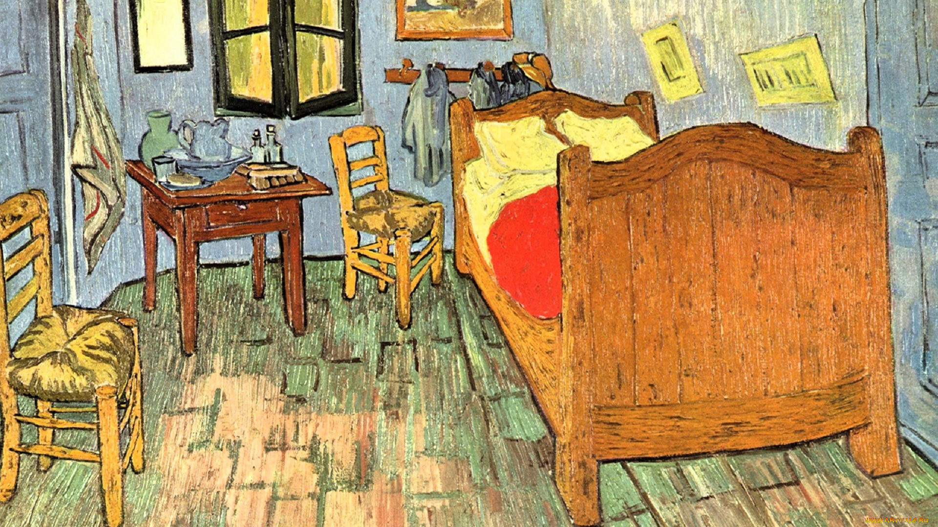 рисованное, vincent, van, gogh, кровать, картины, мебель