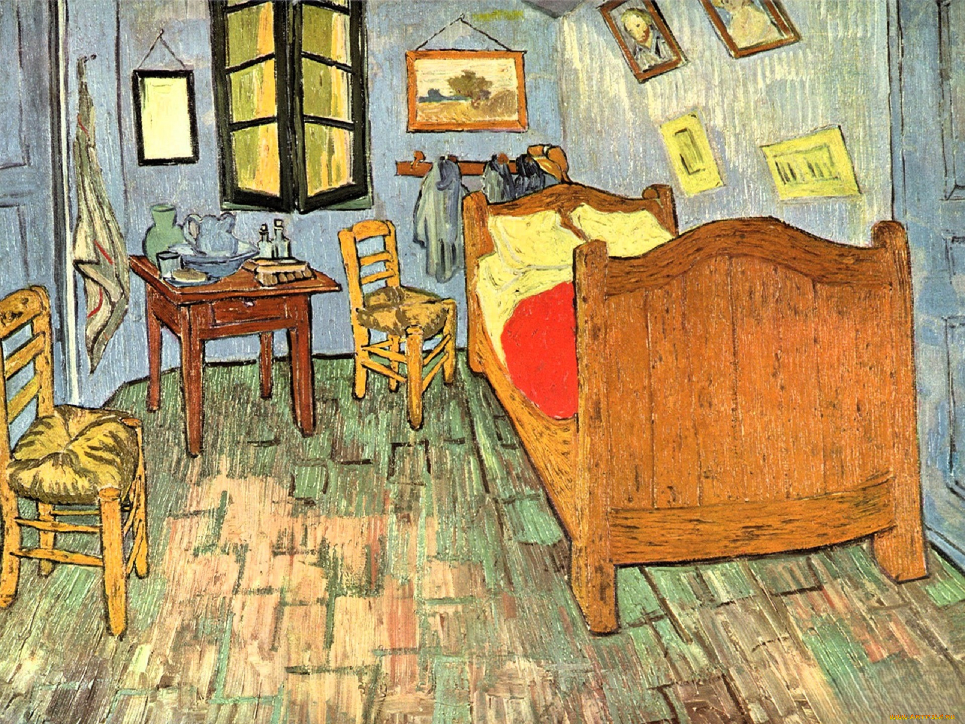 рисованное, vincent, van, gogh, кровать, картины, мебель