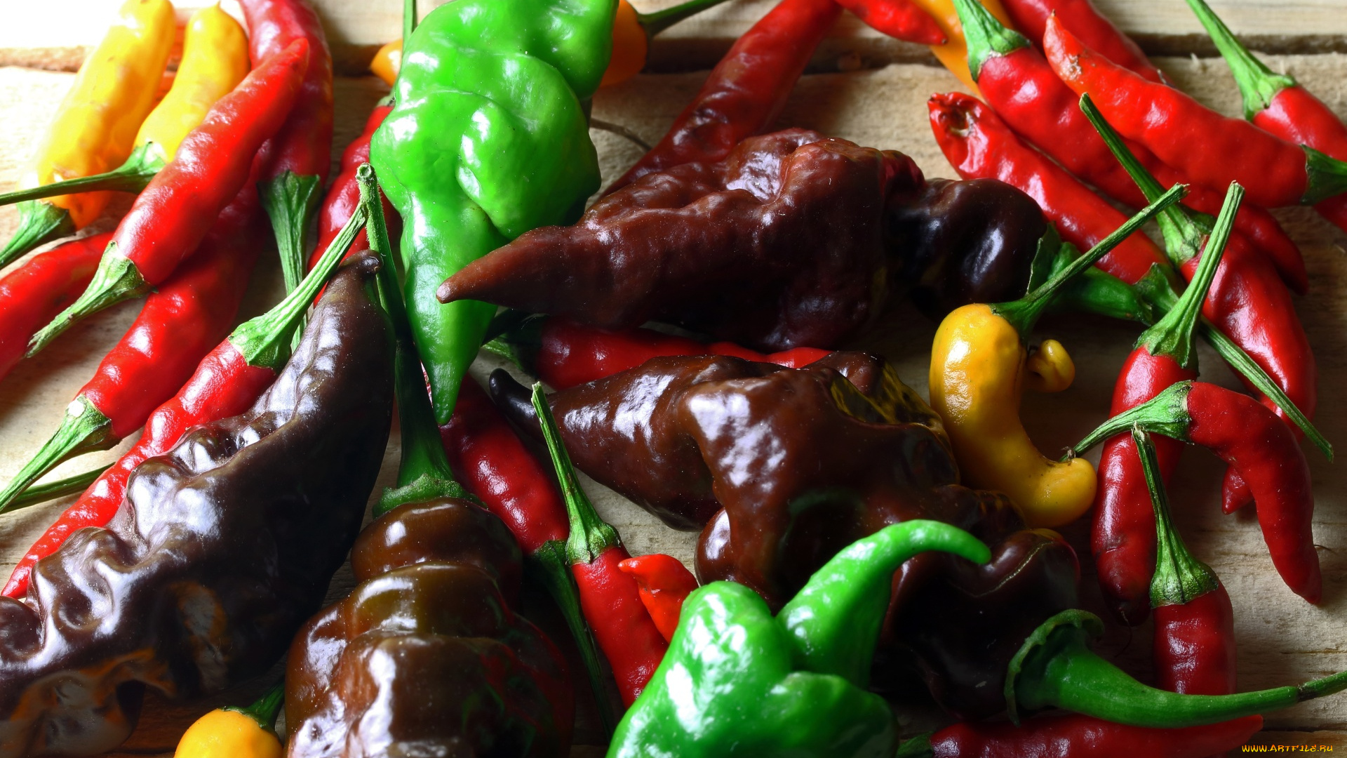 еда, перец, зеленый, красный, желтый, стручки