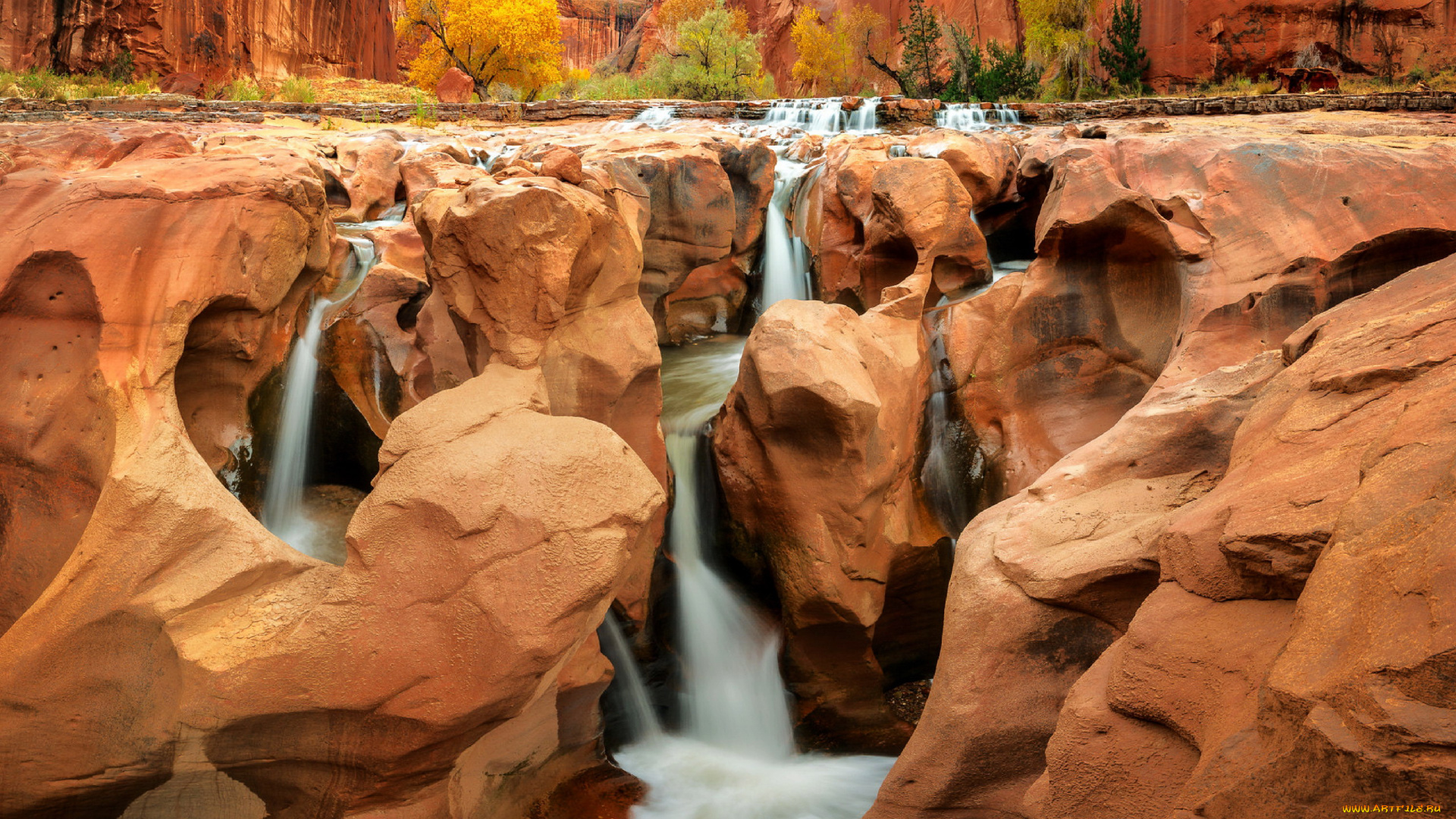 waterfalls, southwestern, us, canyon, природа, водопады, southwestern, us, canyon