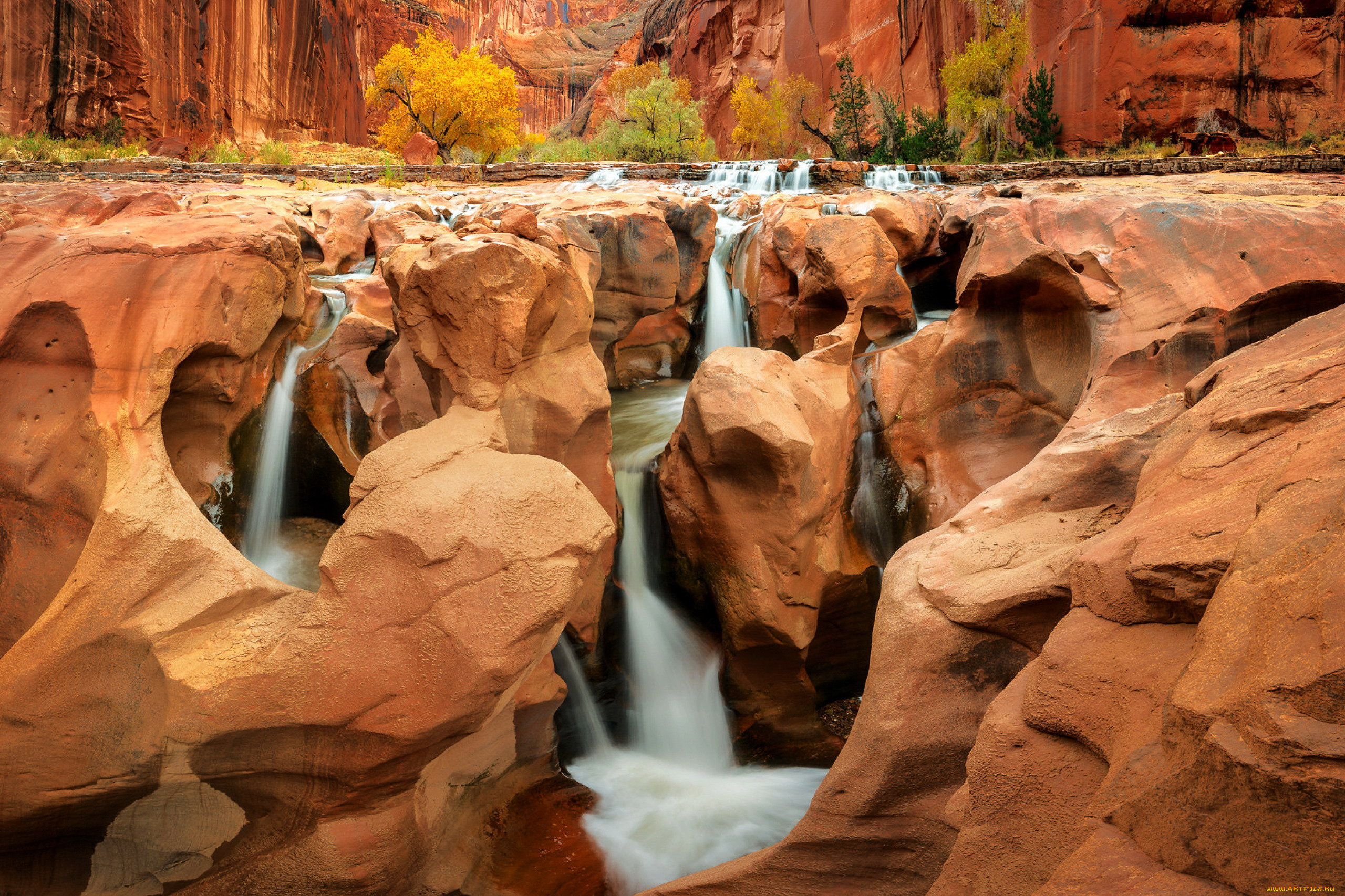 waterfalls, southwestern, us, canyon, природа, водопады, southwestern, us, canyon