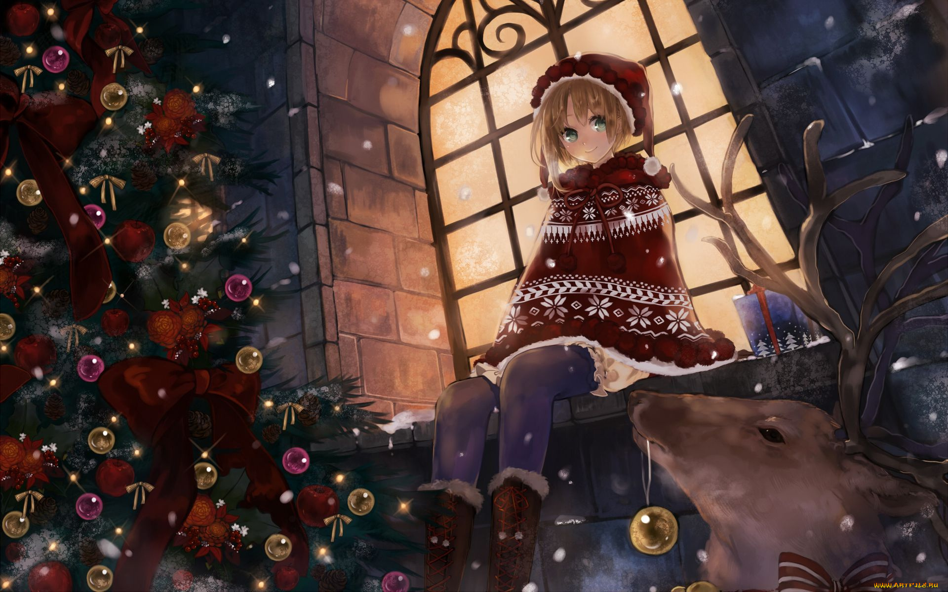 аниме, merry, chrismas, winter