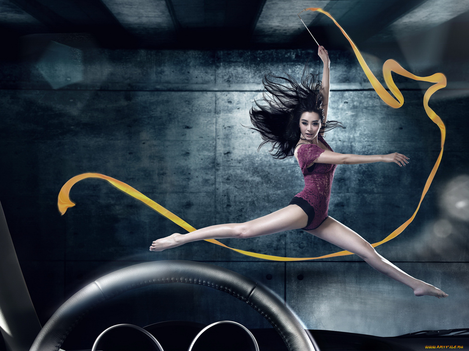 спорт, гимнастика, девушка, лента