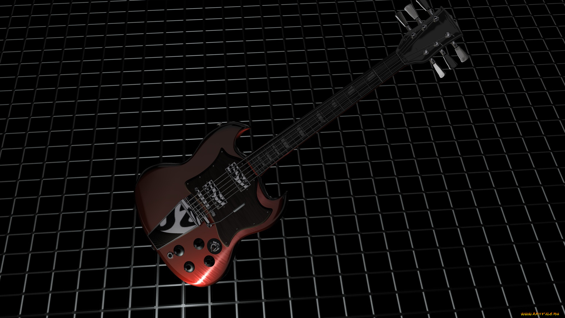 3д, графика, modeling, моделирование, гитара, решетка