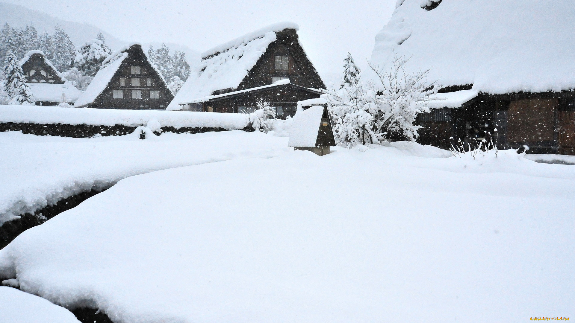 разное, сооружения, постройки, снег, дома