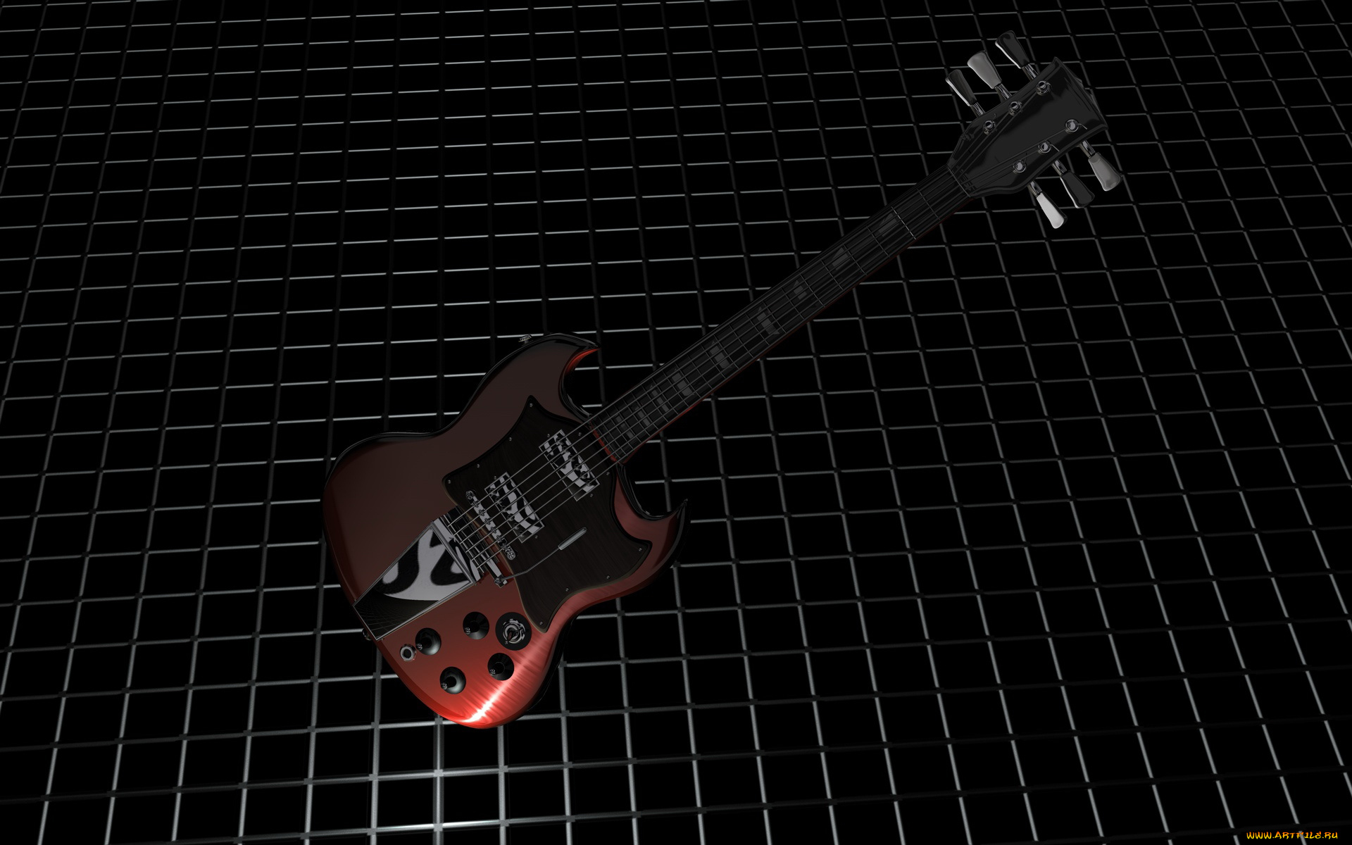 3д, графика, modeling, моделирование, гитара, решетка