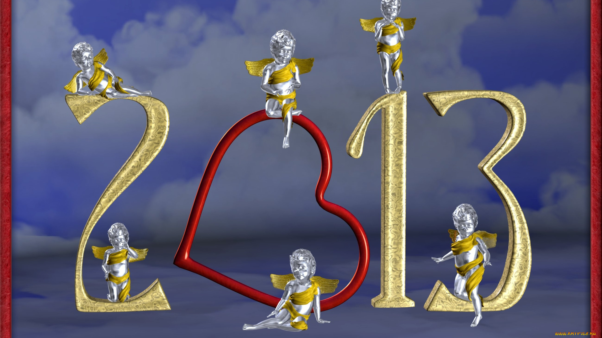 3д, графика, holidays, праздники, ангелы, цифры