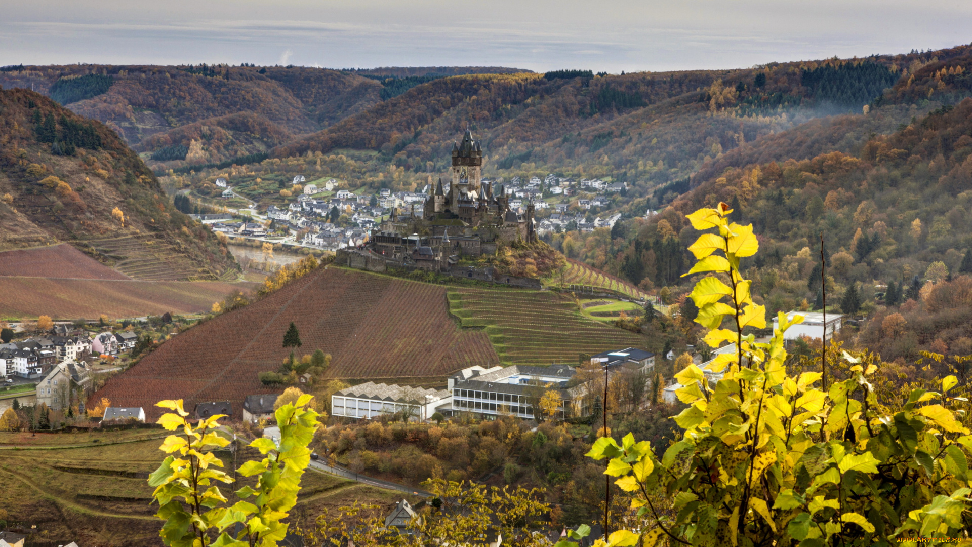 burg, cochem, германия, города, кохем, замок