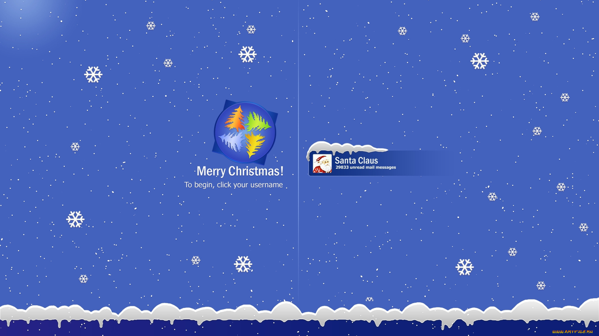 компьютеры, windows, xp, новый, год, рождество, заставка, логотип, снег, снежинки