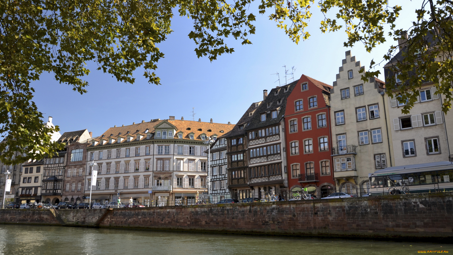 strasbourg, города, страсбург, франция, канал, набережная, дома