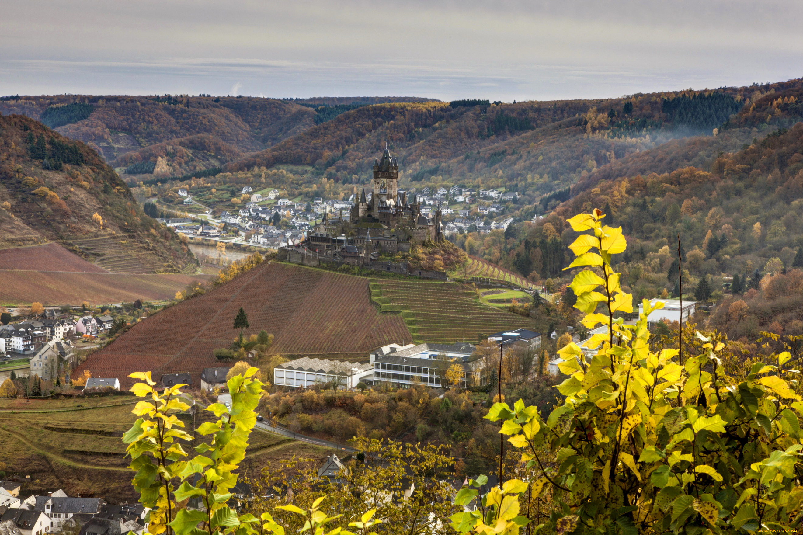 burg, cochem, германия, города, кохем, замок