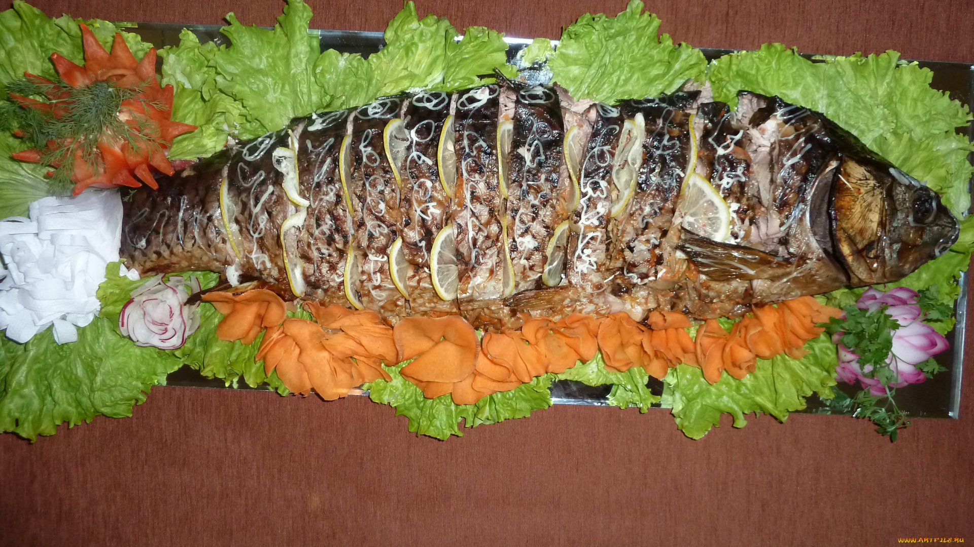 еда, рыба, , морепродукты, , суши, , роллы, украшение, лук, моркрвь, салат, лимон