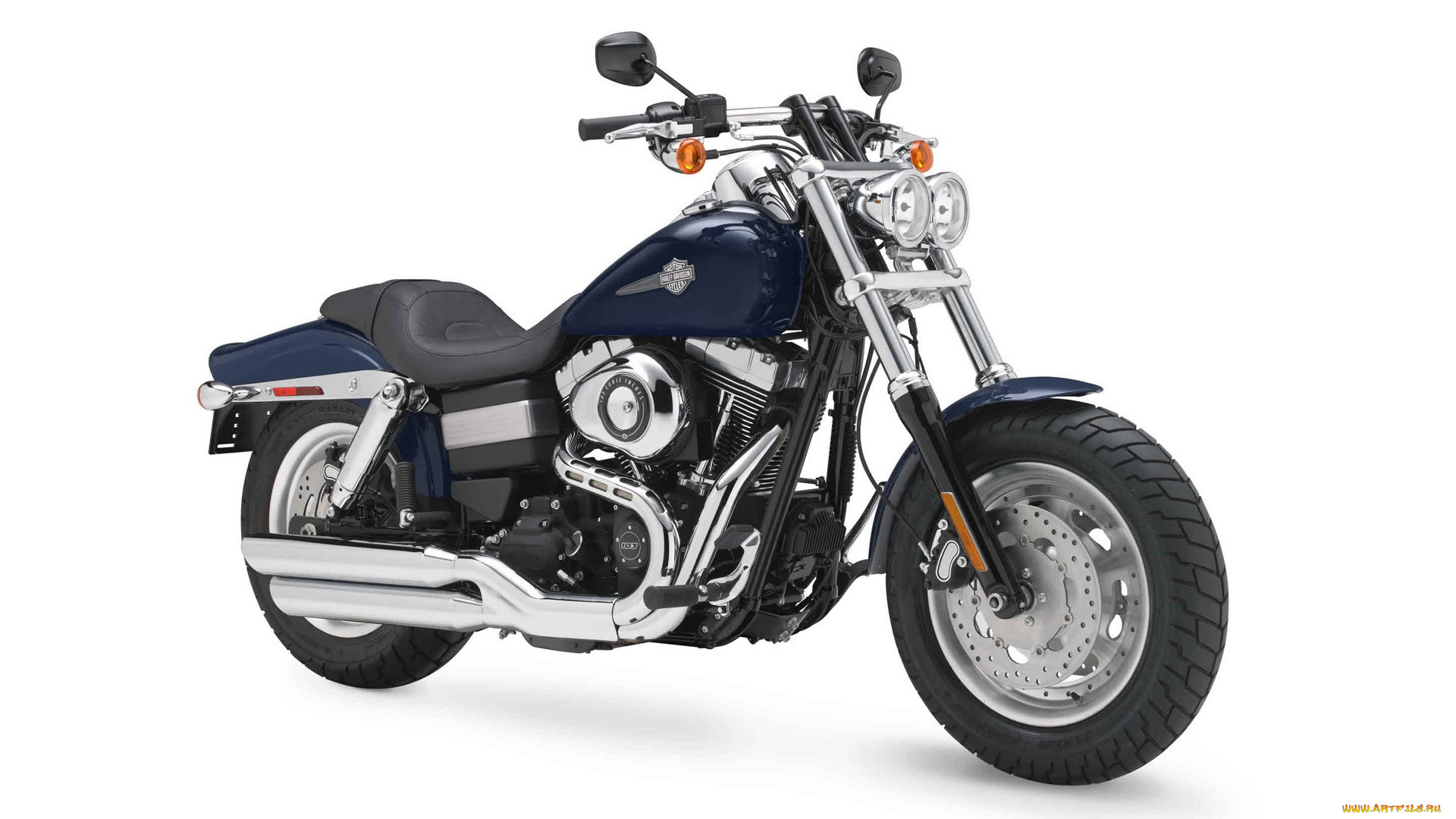 мотоциклы, harley-davidson, синий, bob, fat, dyna