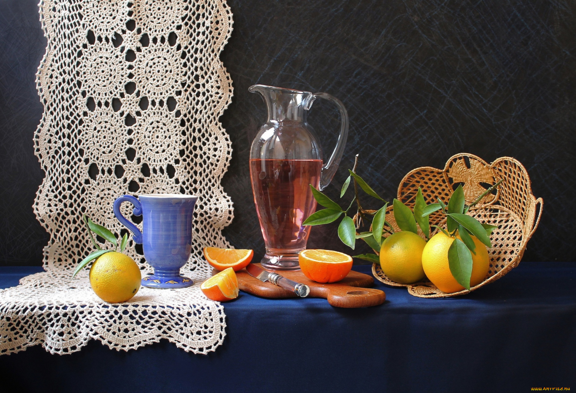 еда, натюрморт, кувшин, апельсины