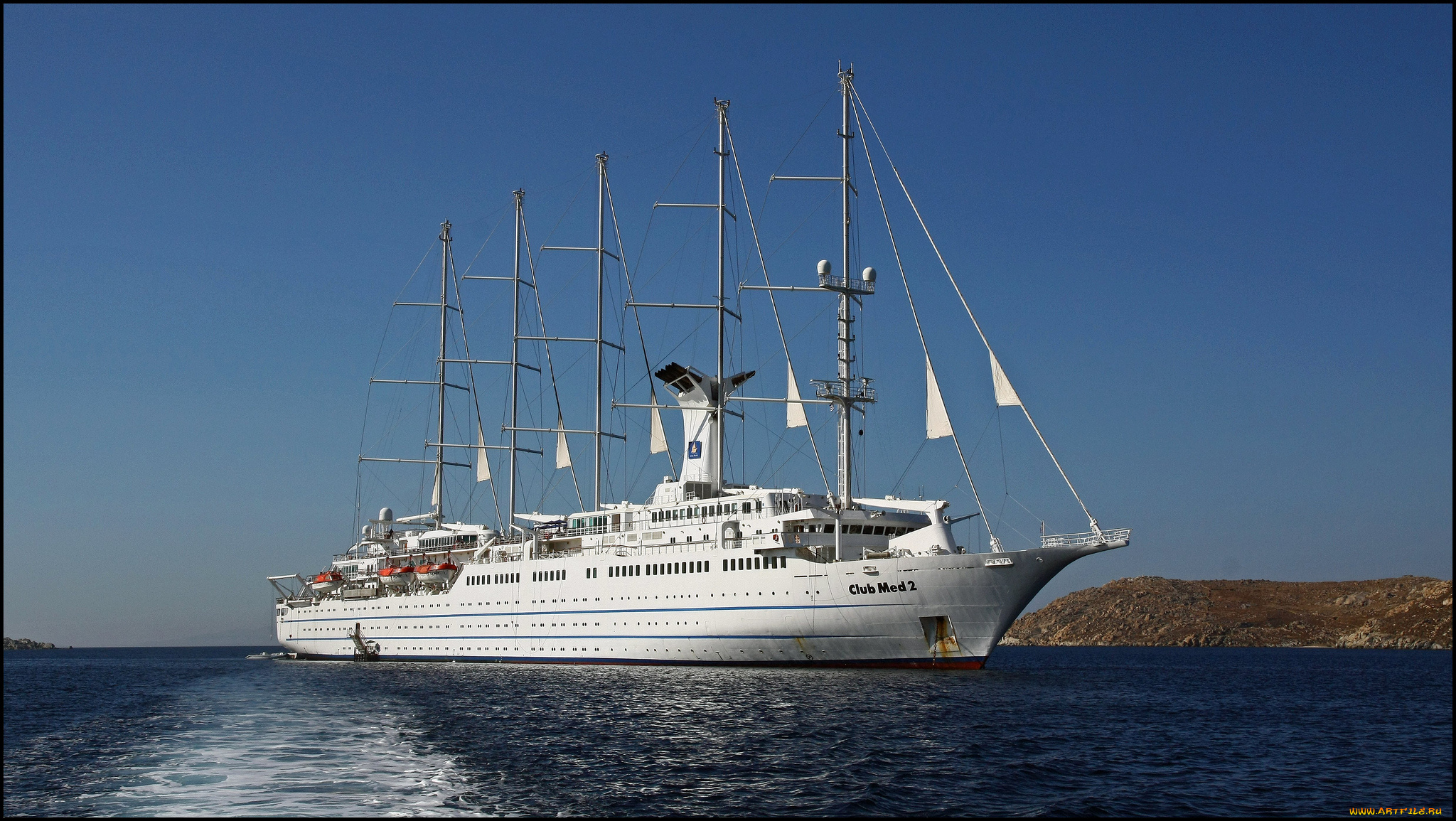 club, med, 2, корабли, парусники, круизное, судно, парусное