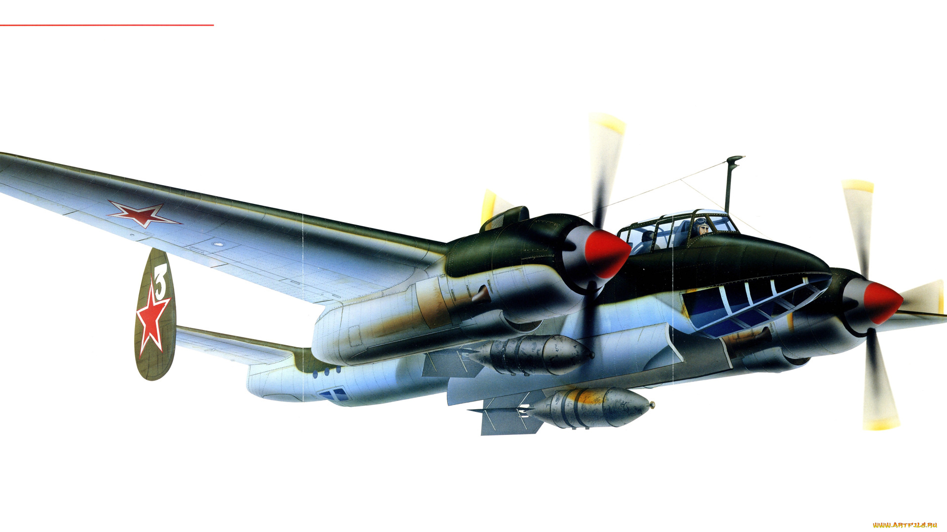 авиация, 3д, рисованые, v-graphic, ту, пикирующий, бомбардировщик, 2