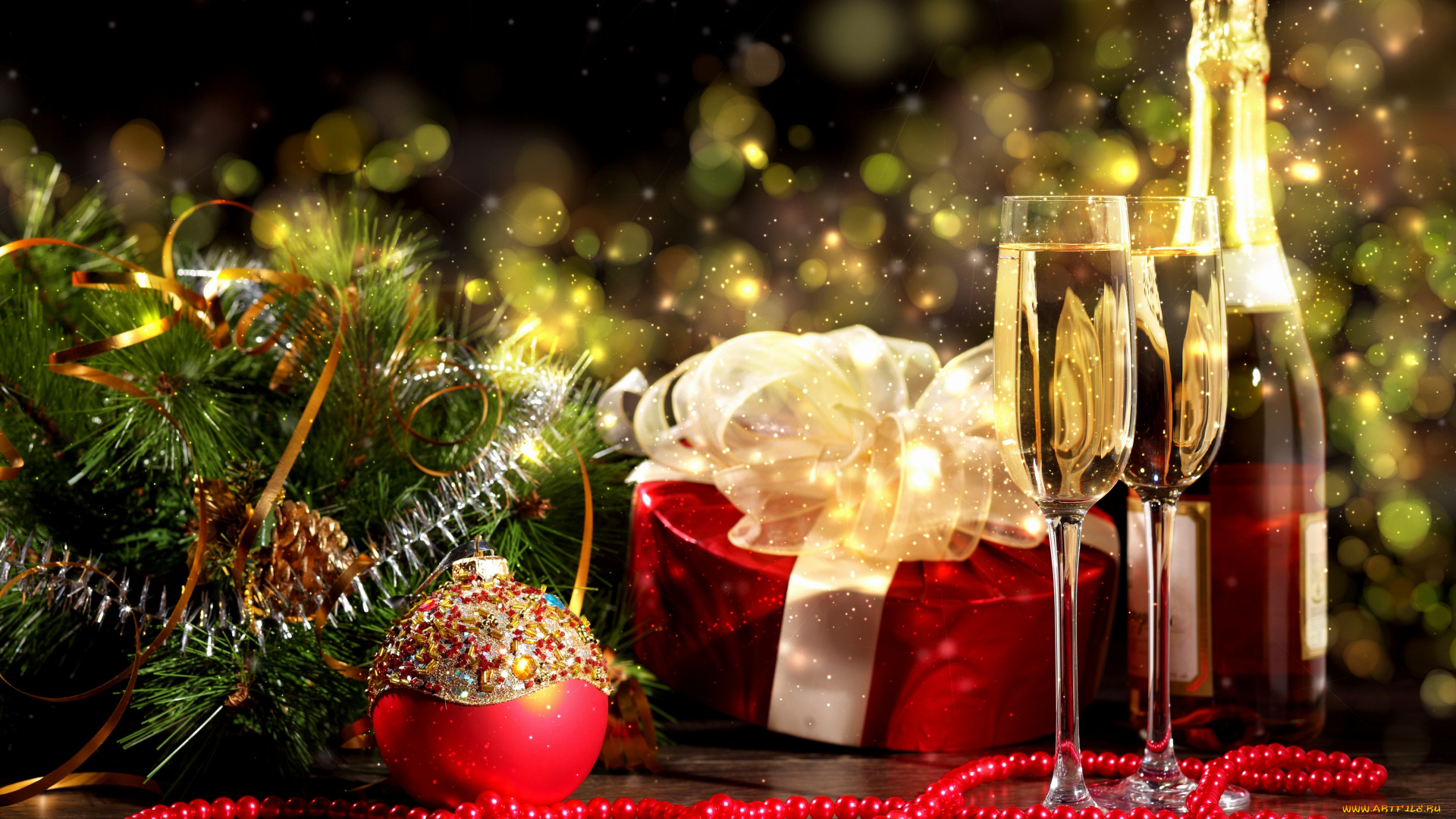 праздничные, угощения, украшения, зима, рождество, новый, год, праздник