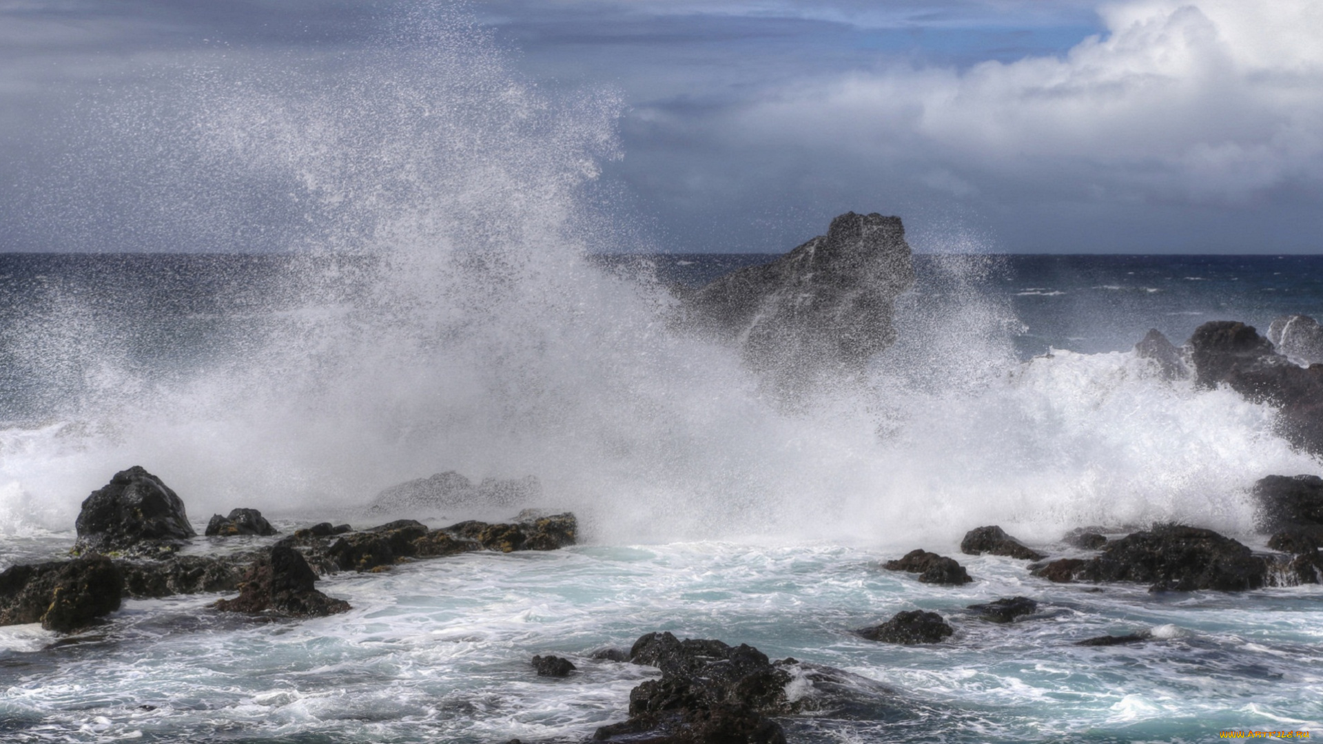 природа, стихия, брызги, вода, камни, море