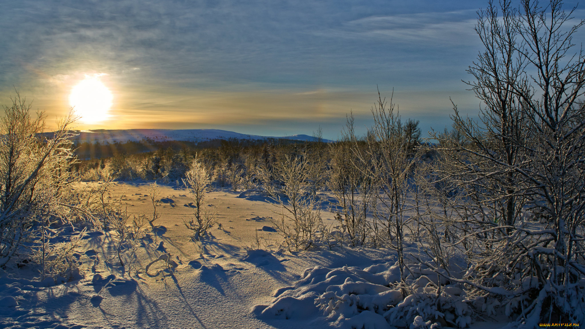 природа, зима, рассвет