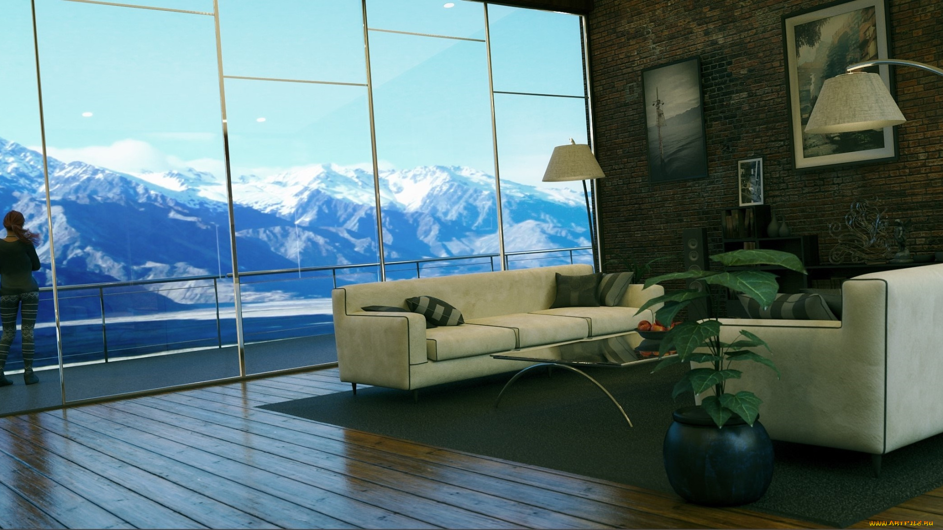 3д, графика, реализм, , realism, фон, интерьер, взгляд, девушка