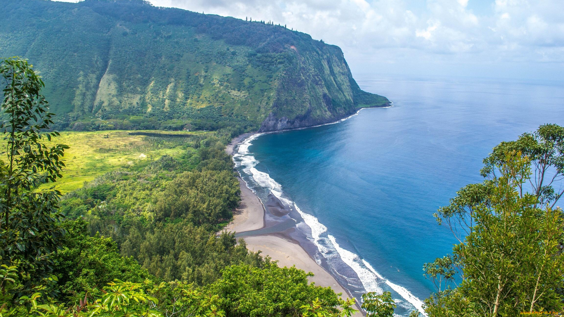 природа, побережье, море, горы