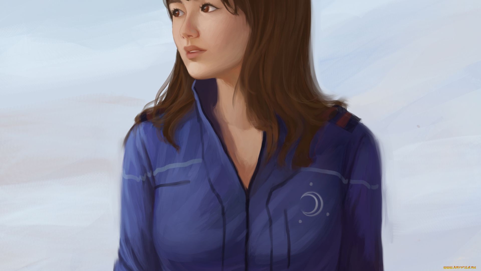 рисованное, люди, взгляд, девушка