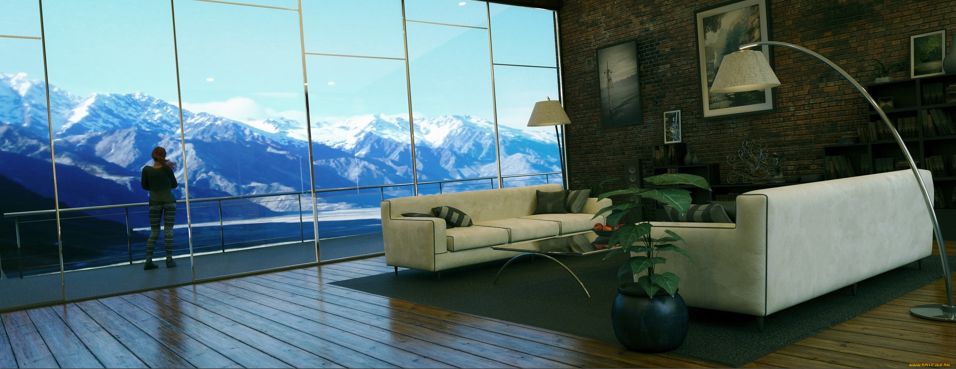 3д, графика, реализм, , realism, фон, интерьер, взгляд, девушка