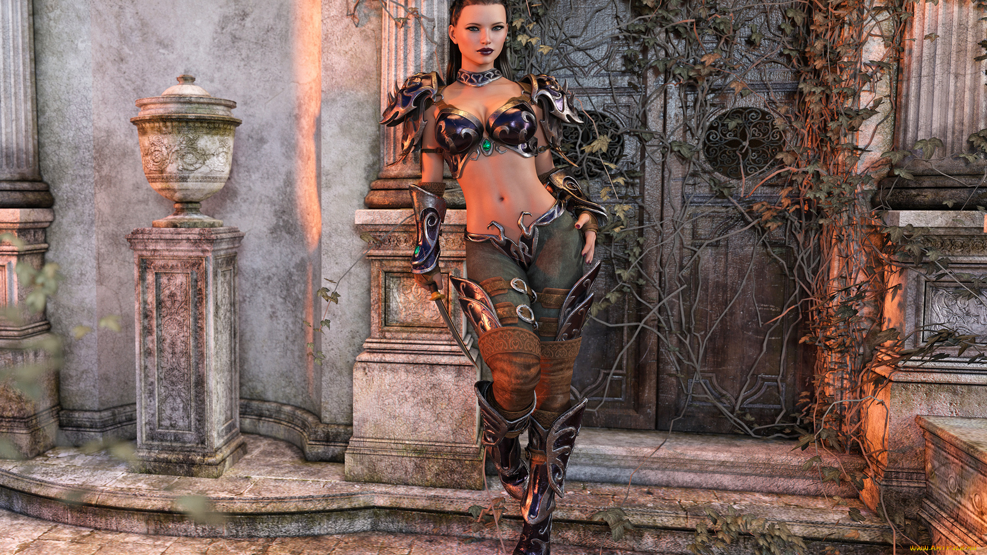 3д, графика, фантазия, , fantasy, фон, взгляд, девушка