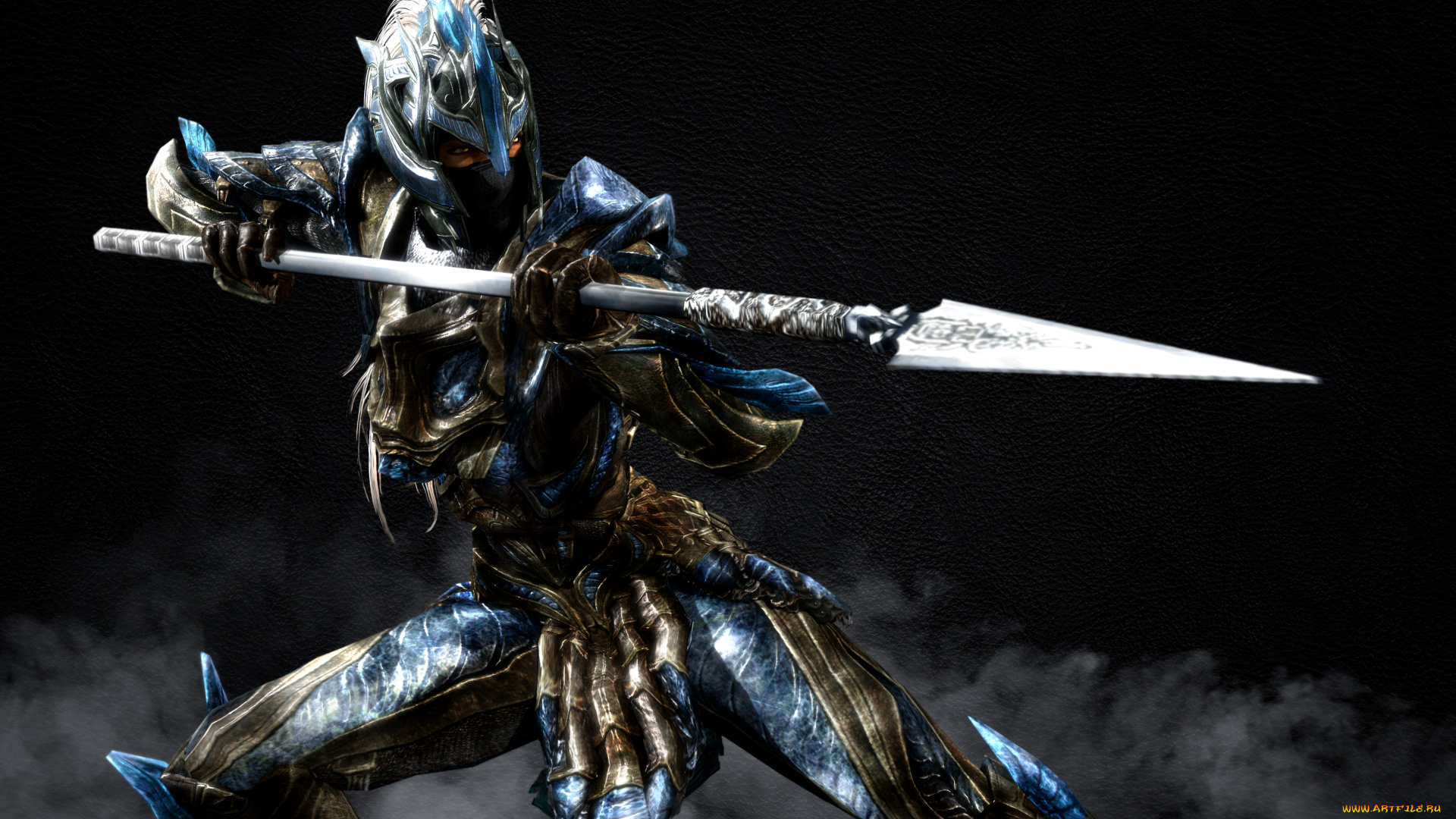 3д, графика, фантазия, , fantasy, копьё, девушка, фон, взгляд, латы