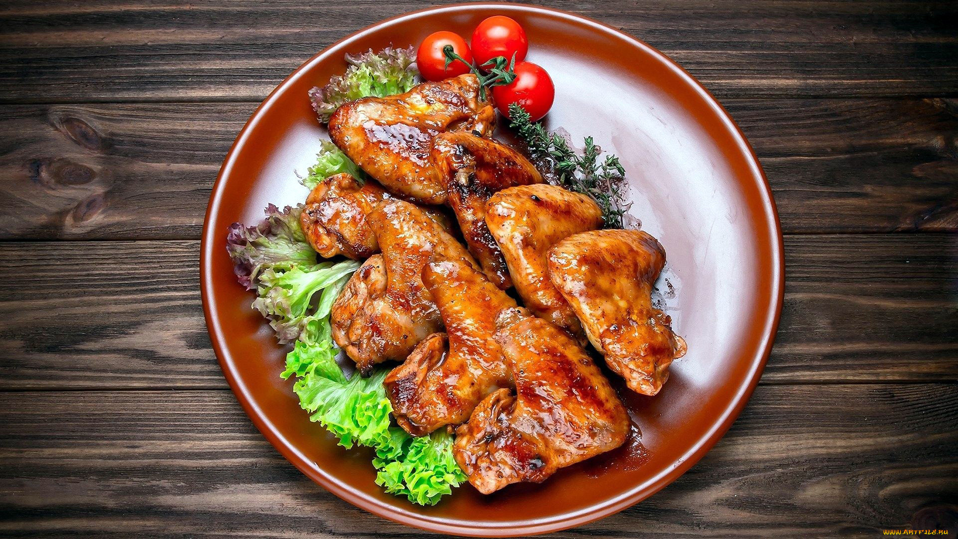 еда, мясные, блюда, крылышки, куриные, томаты, помидоры