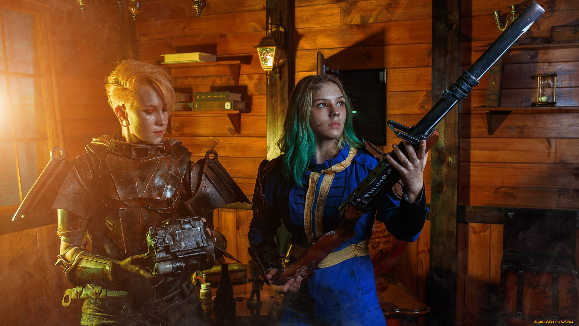 разное, cosplay, , косплей, fallout, 4, комната, грязь, оружие, броня, девушки