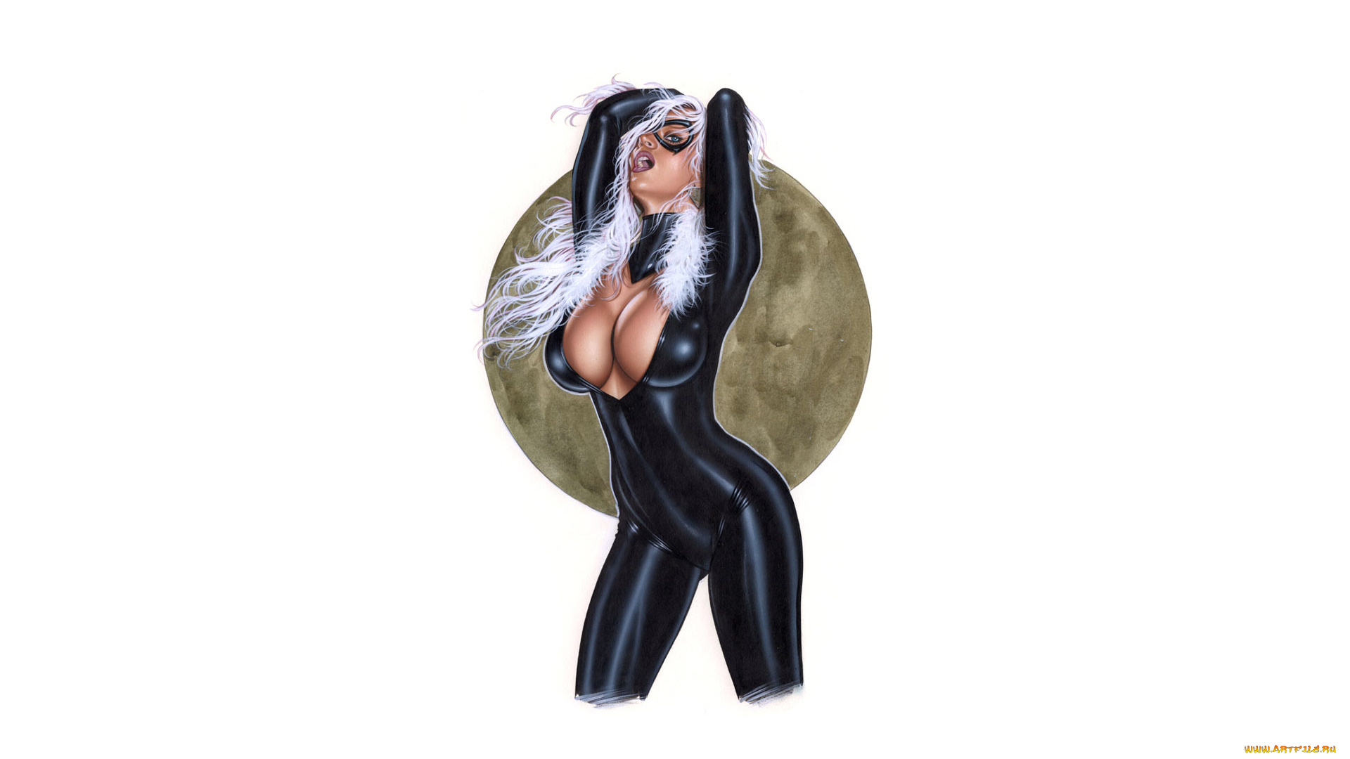 рисованное, комиксы, маска, взгляд, фон, девушка