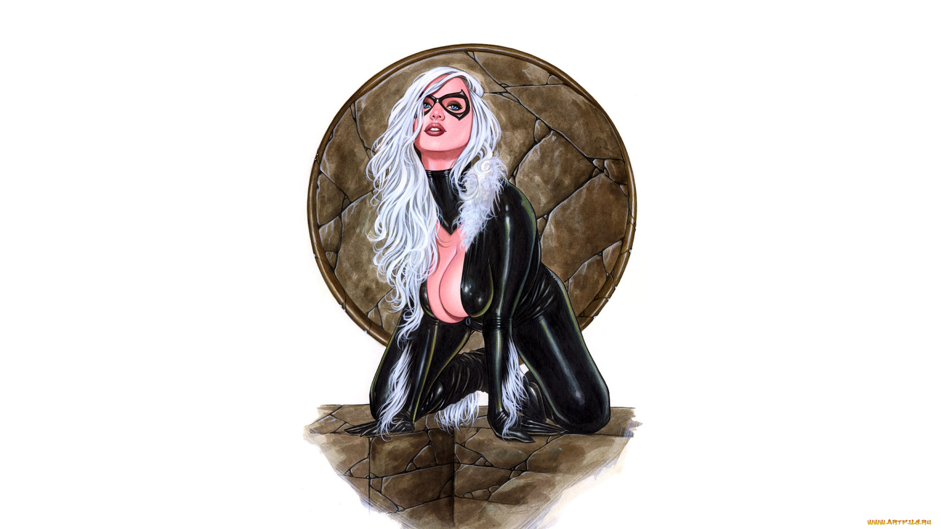 рисованное, комиксы, маска, взгляд, фон, девушка