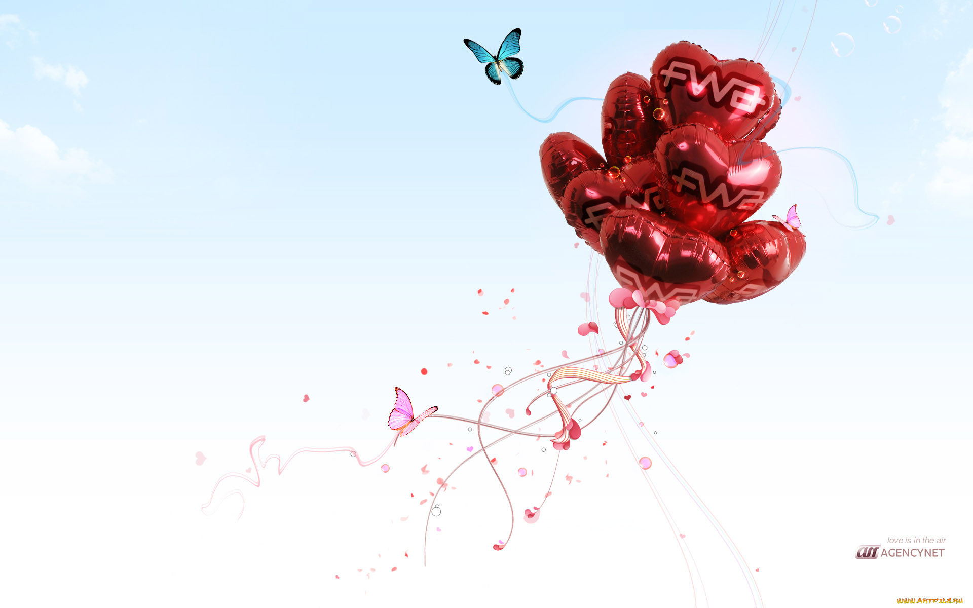 разное, компьютерный, дизайн, шарики, бабочки